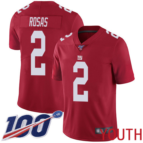 Youth New York Giants #2 Aldrick Rosas Red Limited Red Inverted Legend 100th Season Football NFL Jersey